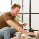 people saving time with technology laptop smartphone