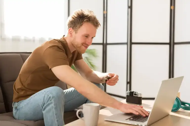 people saving time with technology laptop smartphone