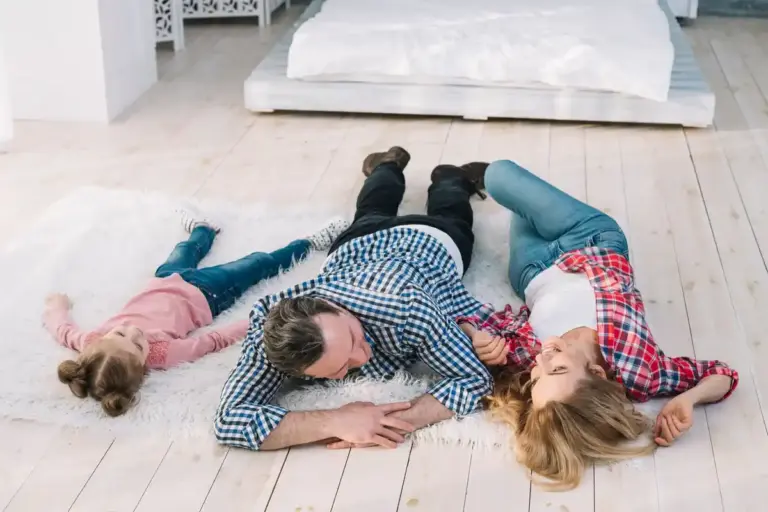 relaxed family spending time together at home Netherlands