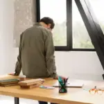 focused person working at tidy desk