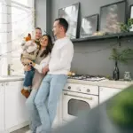 happy family organizing home daily routine