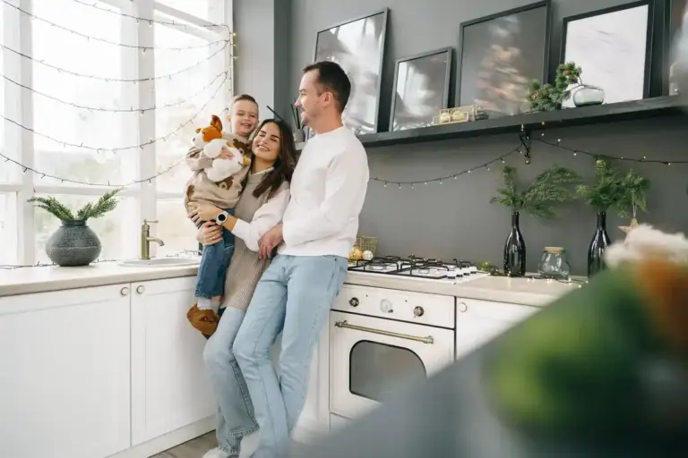 happy family organizing home daily routine
