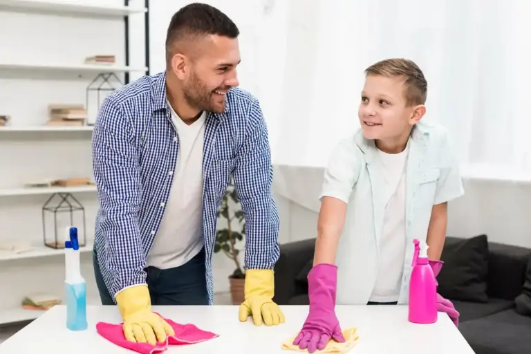 parent cleaning household kids Dutch home tidy