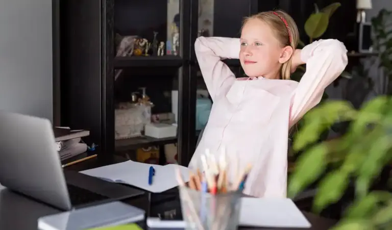happy calm child busy day