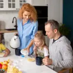 happy family with children daily routine