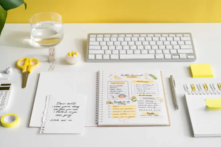 organized workspace study work productivity planner
