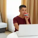 student working and studying laptop coffee
