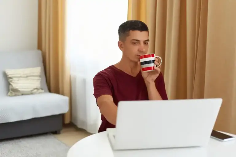 student working and studying laptop coffee