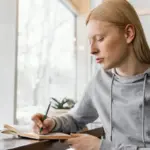 focused student studying